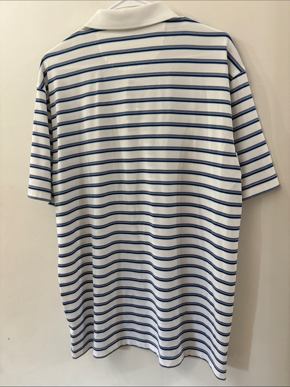 Masters Tech - Men’s White & Navy Stripe Polo Shirt - large - Picture 5 of 5